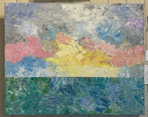 Impasto oil painting abstract seascape with pastels